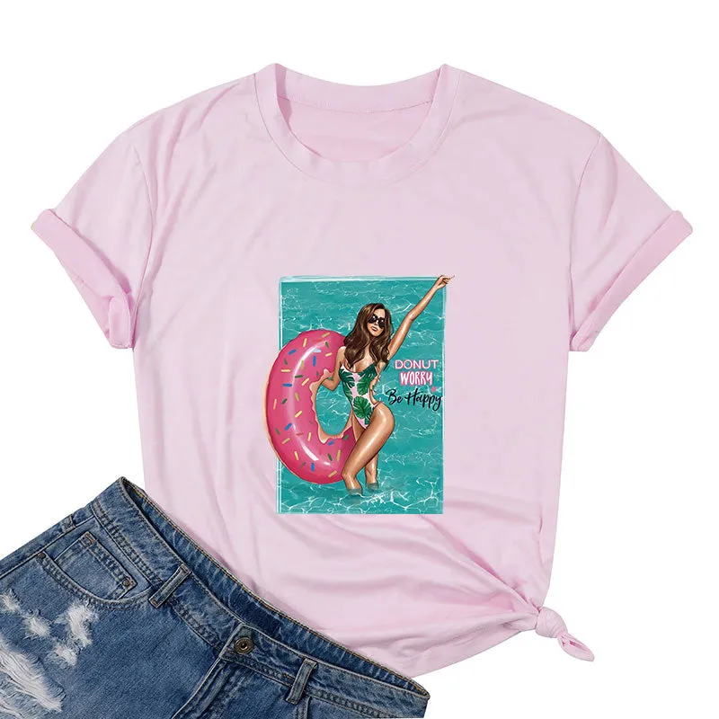 Donut Worry Be Happy Cotton Tee