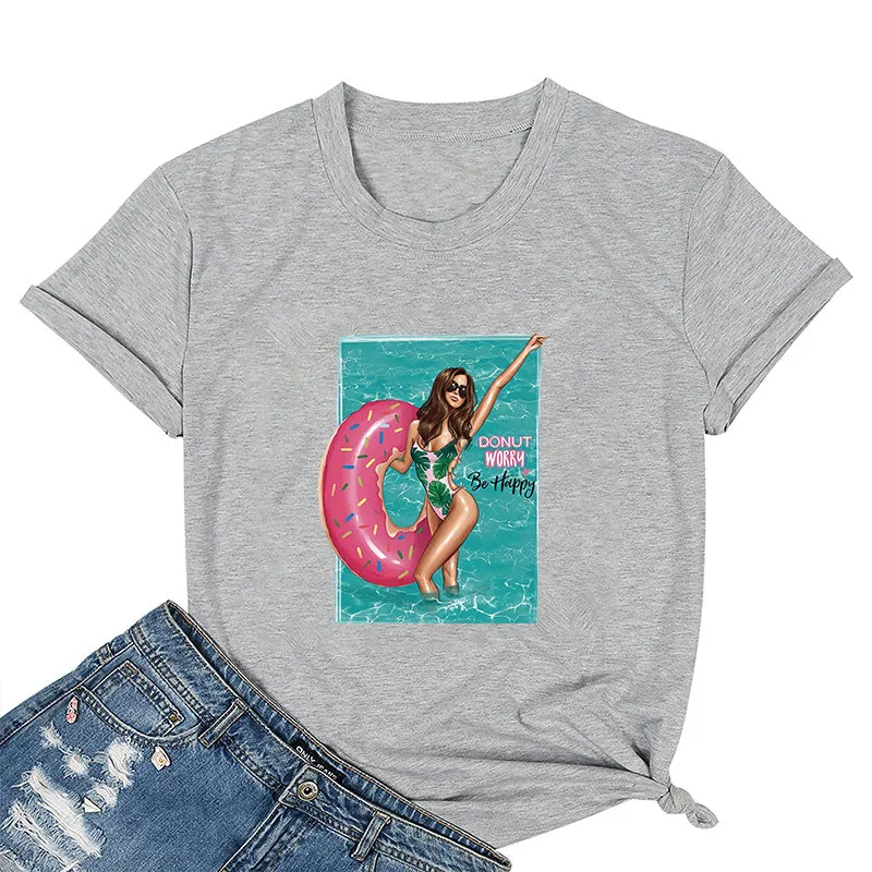 Donut Worry Be Happy Cotton Tee