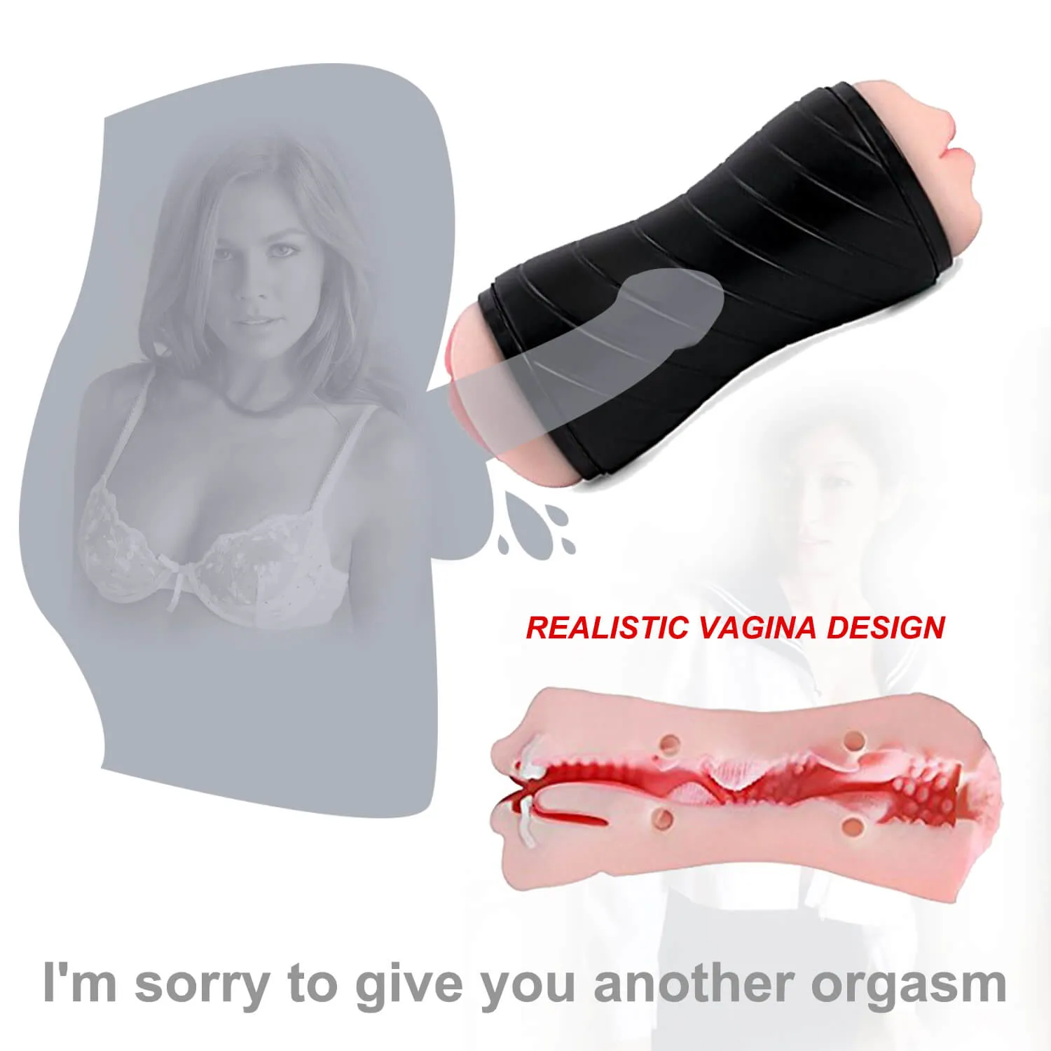Dual Use Vagina Mouth Masturbator Realistic 3D Deep Throat Sex Toy