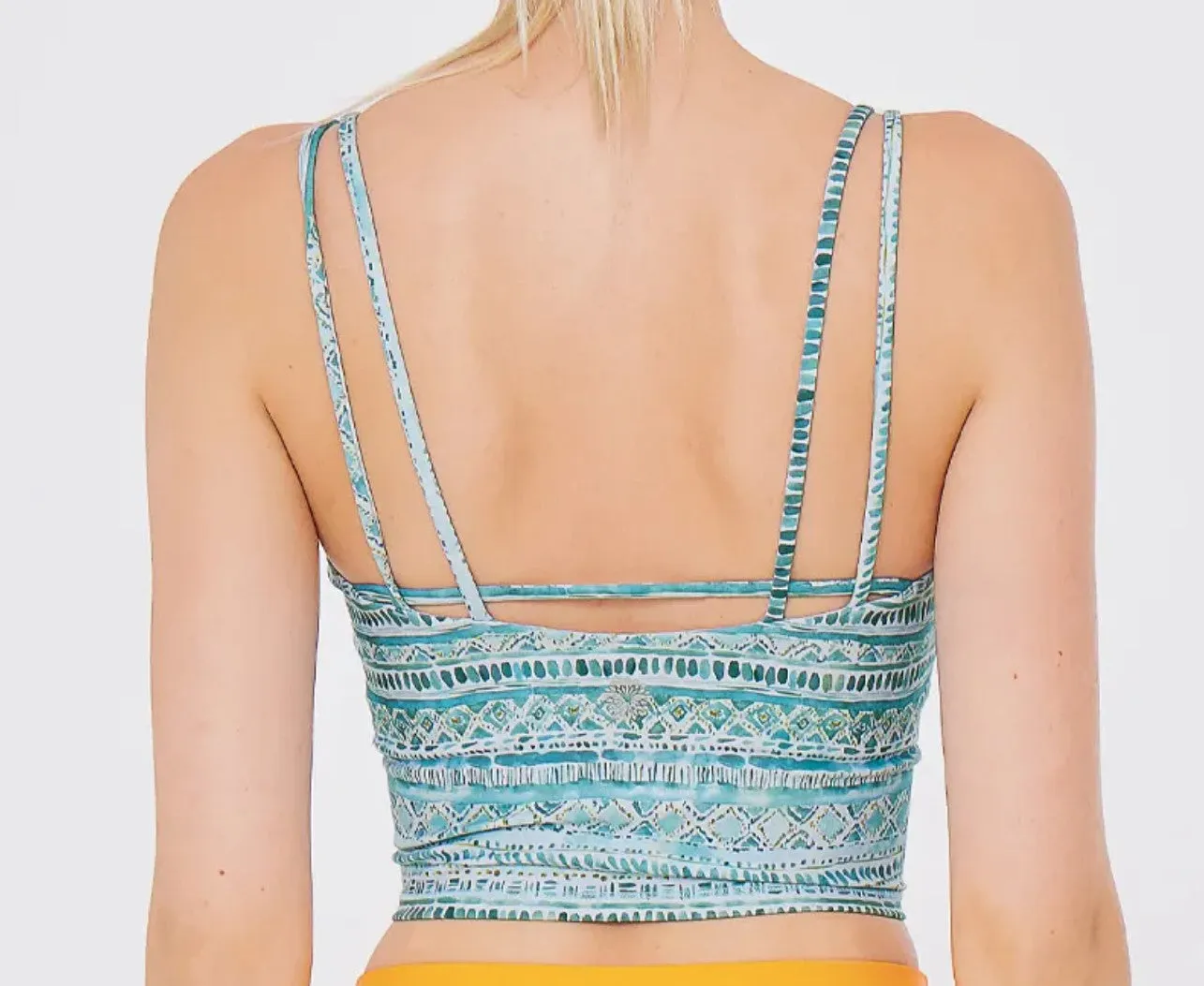 easyoga LA-VEDA Double Shoulder Straps Cropped Tank - FJ9 Ocean Blue