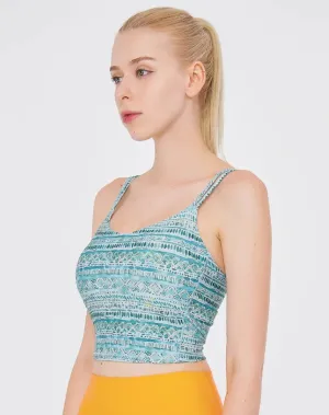 easyoga LA-VEDA Double Shoulder Straps Cropped Tank - FJ9 Ocean Blue