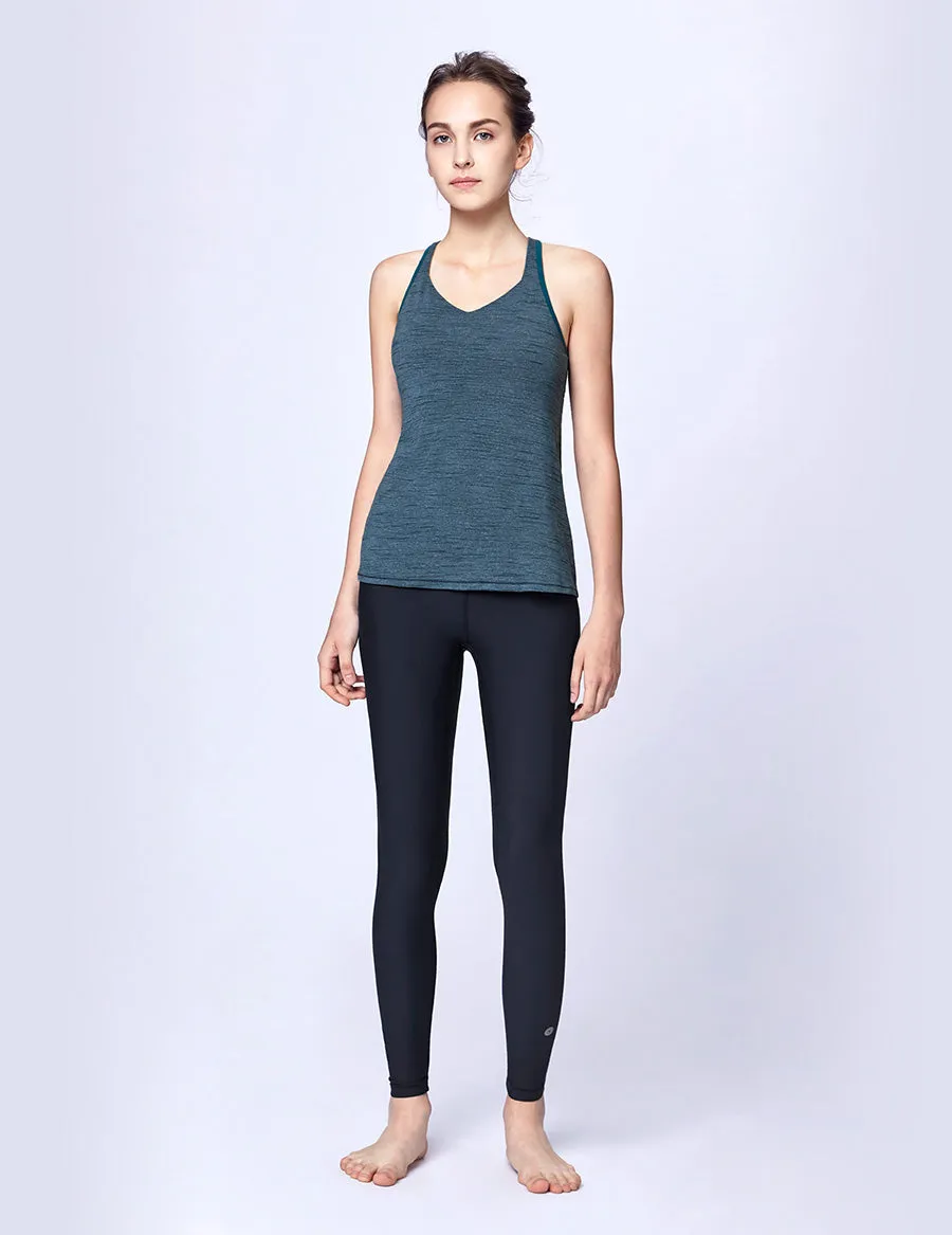 easyoga LA-VEDA Limber Up Layered Tank - M25 M-Green Tigerstripe