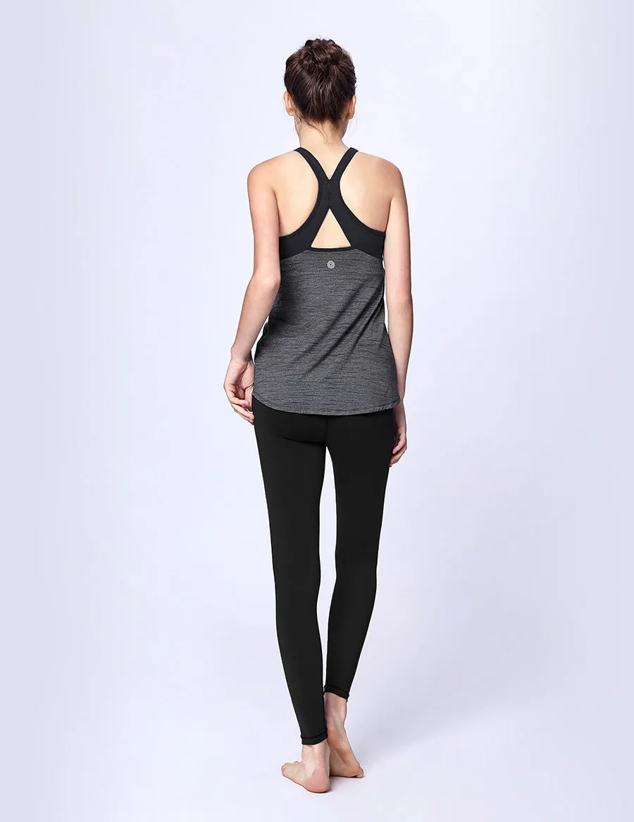 easyoga LA-VEDA Limber Up Layered Tank - M26 M-Gray Tigerstripe