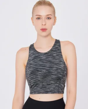 easyoga LA-VEDA Prima Cropped Tank - D51 Gray White Black Stripe