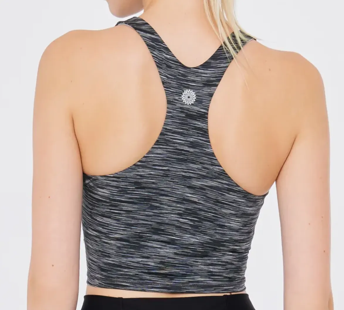 easyoga LA-VEDA Prima Cropped Tank - D51 Gray White Black Stripe