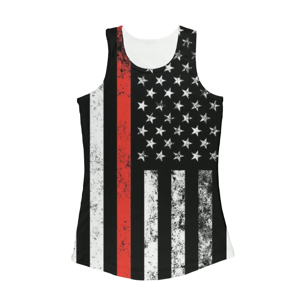 Firefighters Red Stripe Firefighter Flag Women Performance Tank Top