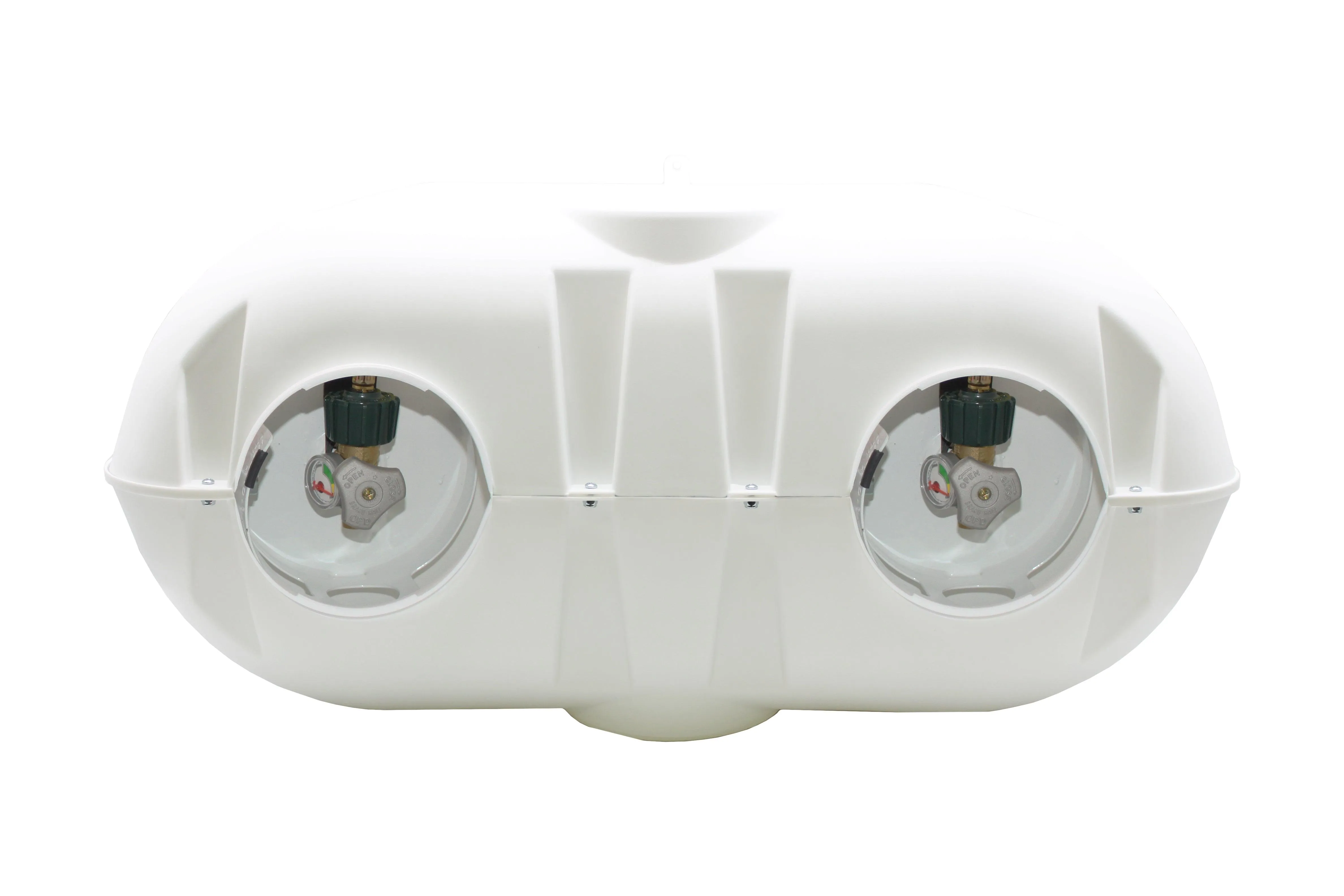 Flame King Dual 30LB LP Propane Tank Light Plastic Heavy Duty Cover RV Trailer White