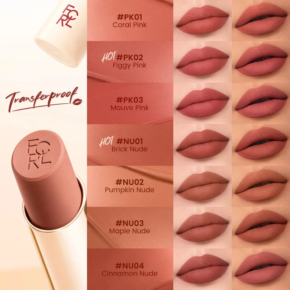 FOCALLURE Matte Lipstick, Lightweight, Waterproof, & Long-Lasting
