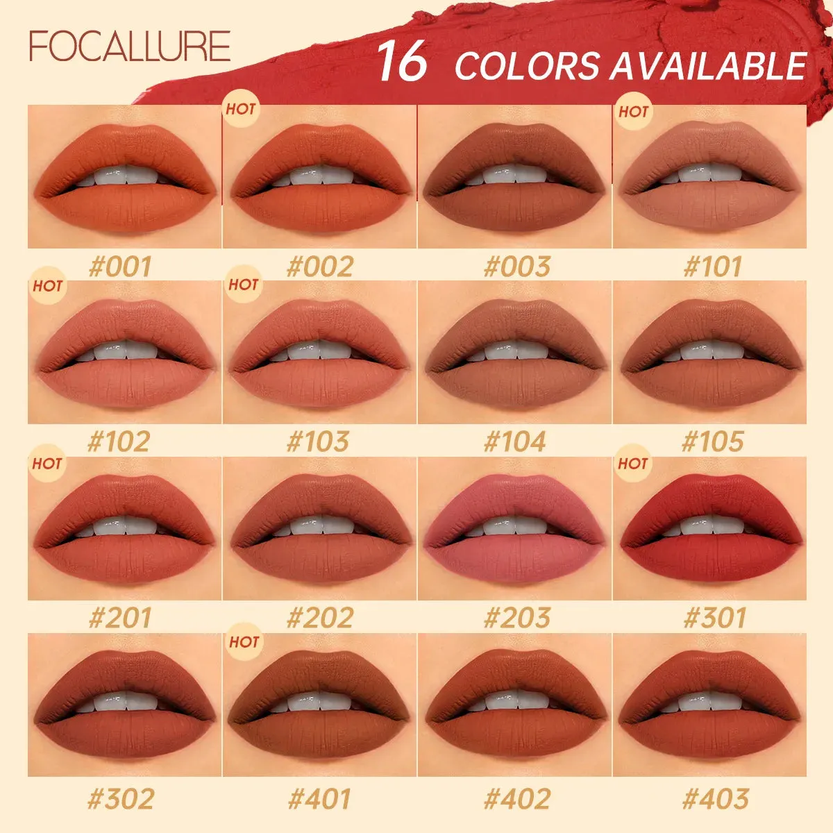 FOCALLURE Waterproof Natural Super Soft Matte Lipstick