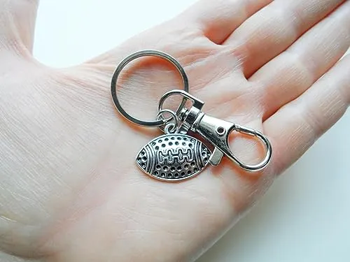 Football Charm Keychain with Swivel Clasp; Football Team Player Keychain Brand: JewelryEveryday