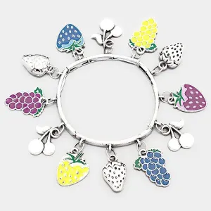 Fruits Enamel Silver Stretch Bracelet