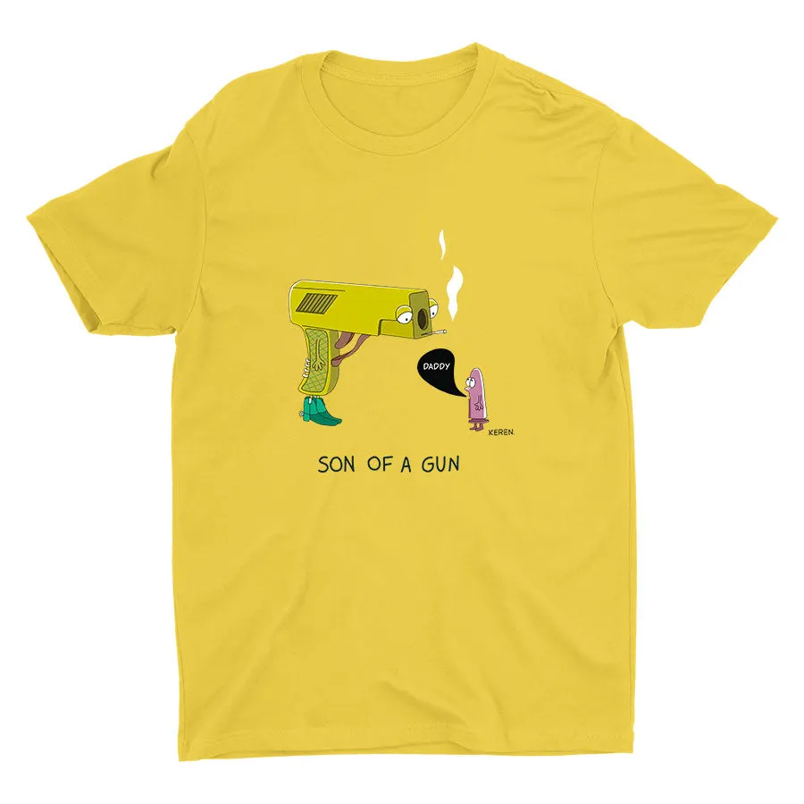 Funny Dad And Sun Printed Cotton Tee