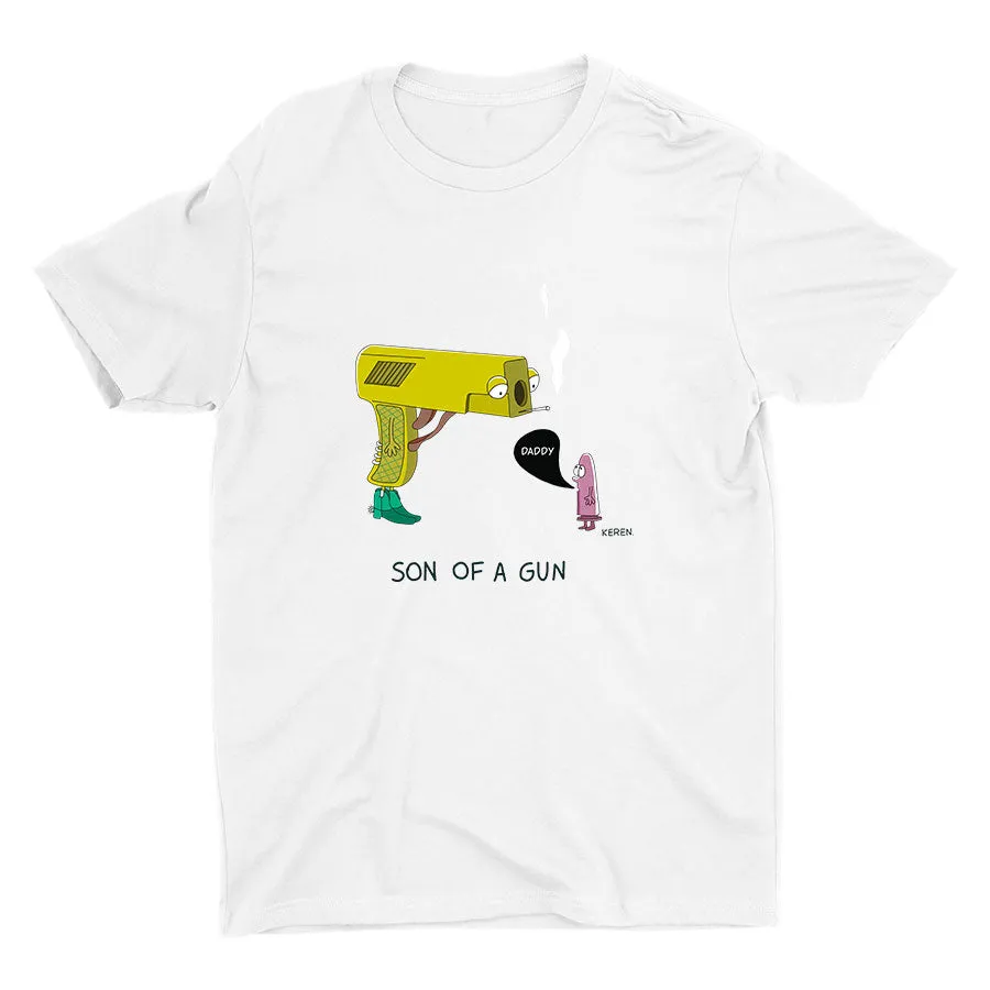 Funny Dad And Sun Printed Cotton Tee