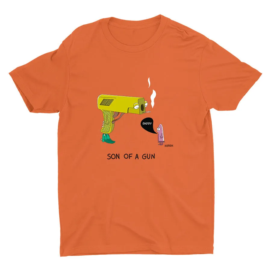 Funny Dad And Sun Printed Cotton Tee