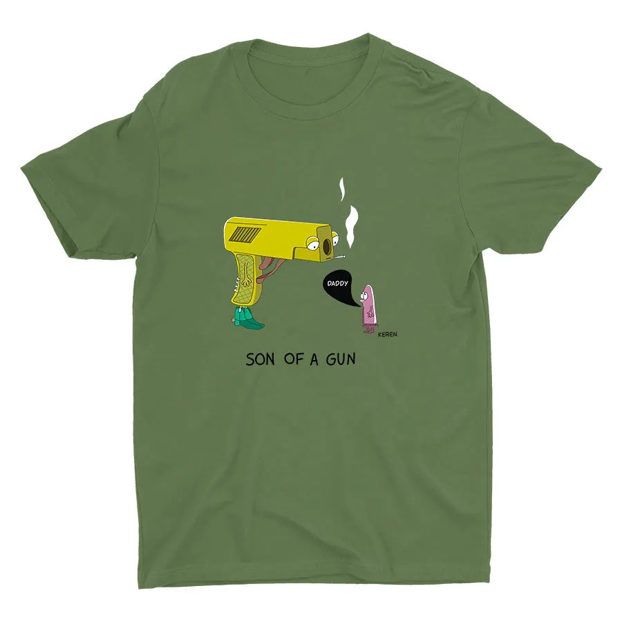 Funny Dad And Sun Printed Cotton Tee