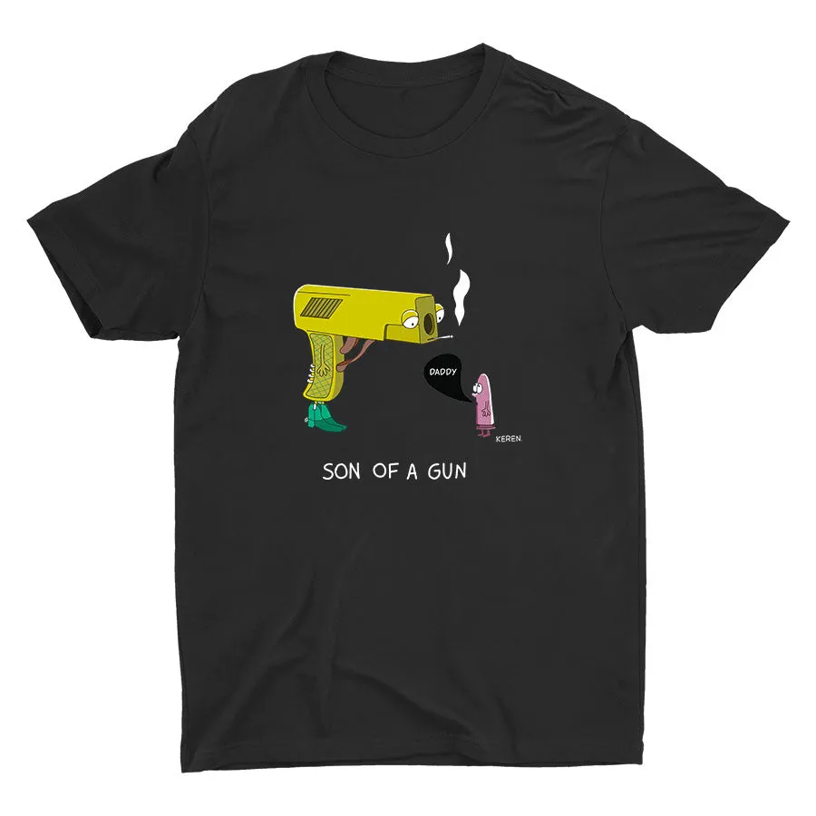 Funny Dad And Sun Printed Cotton Tee