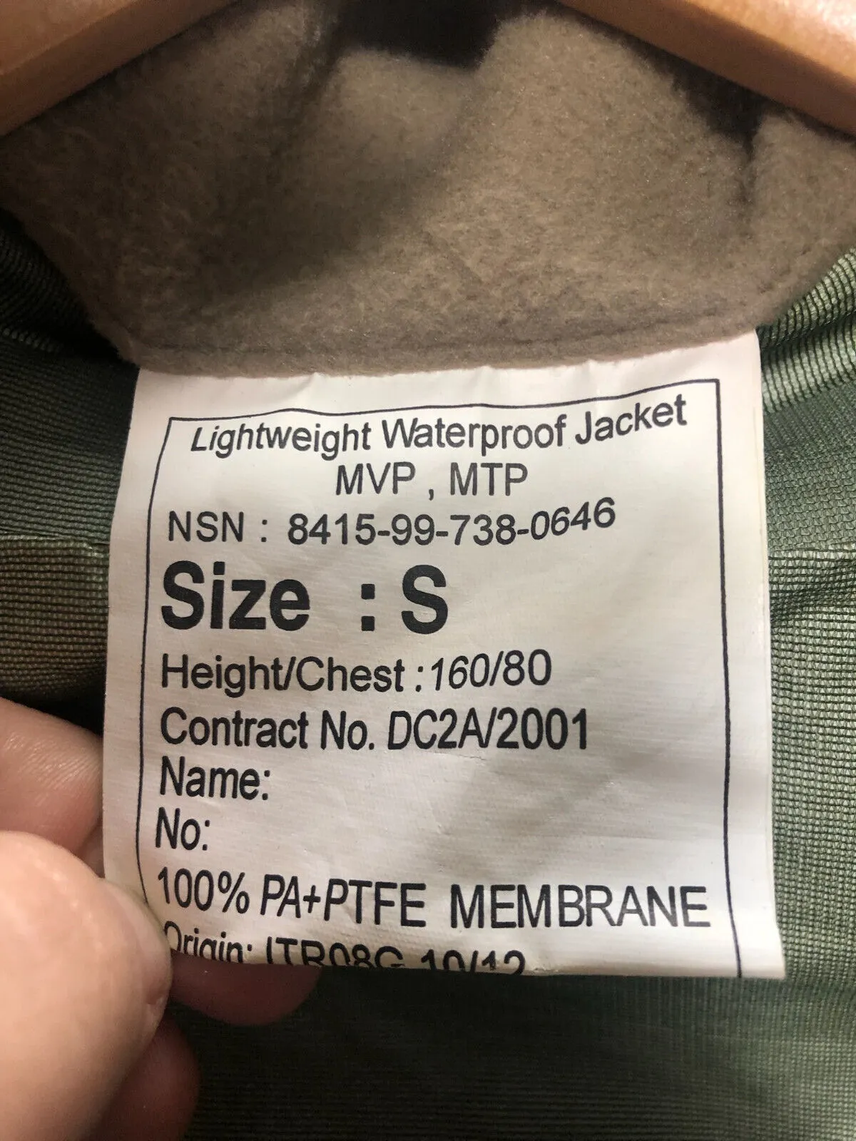 Genuine British Army MTP Camouflaged Waterproof Lightweight Jacket - 160/80