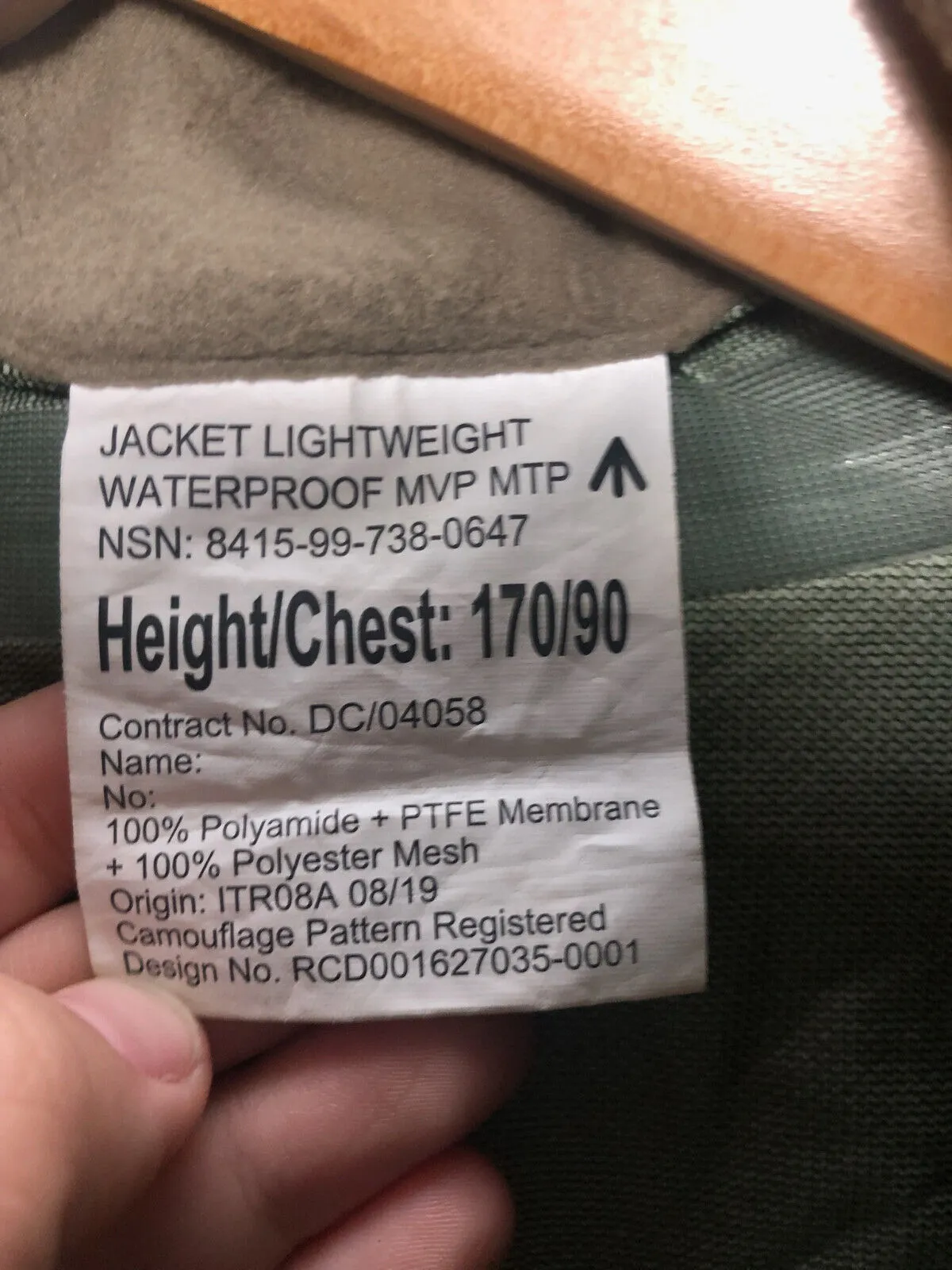 Genuine British Army MTP Camouflaged Waterproof Lightweight Jacket - 170/90