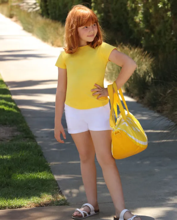 Girls Soft Cotton UPF 50  Jersey Pocket Shorts | Smurf