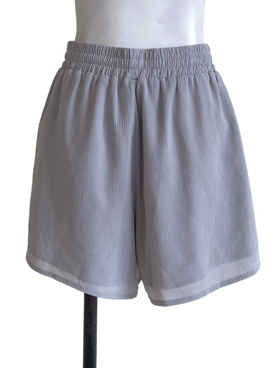 Grey Pleated Shorts Pants