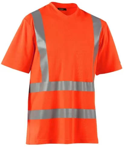 High Visibility V-Neck T-Shirt with Stretchable Reflectors - Class 2/3 UV Protection