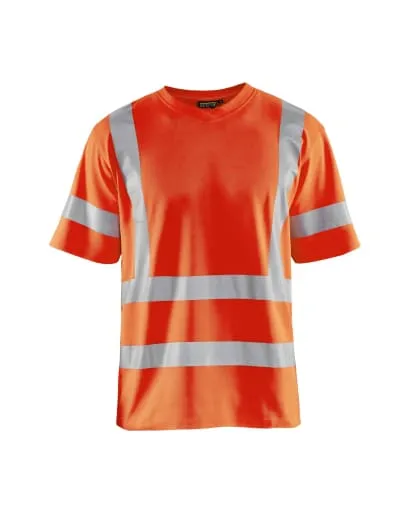 High Visibility V-Neck T-Shirt with Stretchable Reflectors - Class 2/3 UV Protection