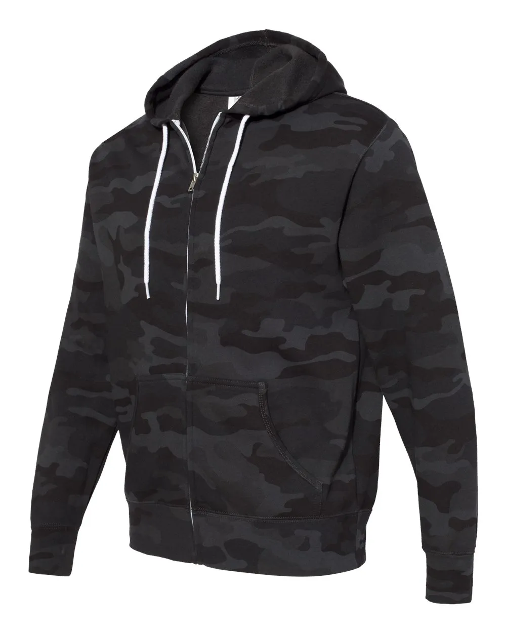 Independent Trading Co. - Unisex Lightweight Full Zip Hoodie Black Camo