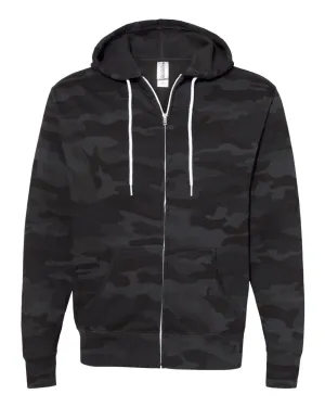Independent Trading Co. - Unisex Lightweight Full Zip Hoodie Black Camo