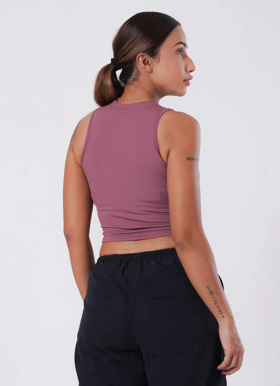 IVY Ribbed Tank - Barbie pink