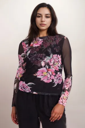 Johnny Was Jade Black Natalie Long Sleeve Mesh Tee L11924-6X Plus Size