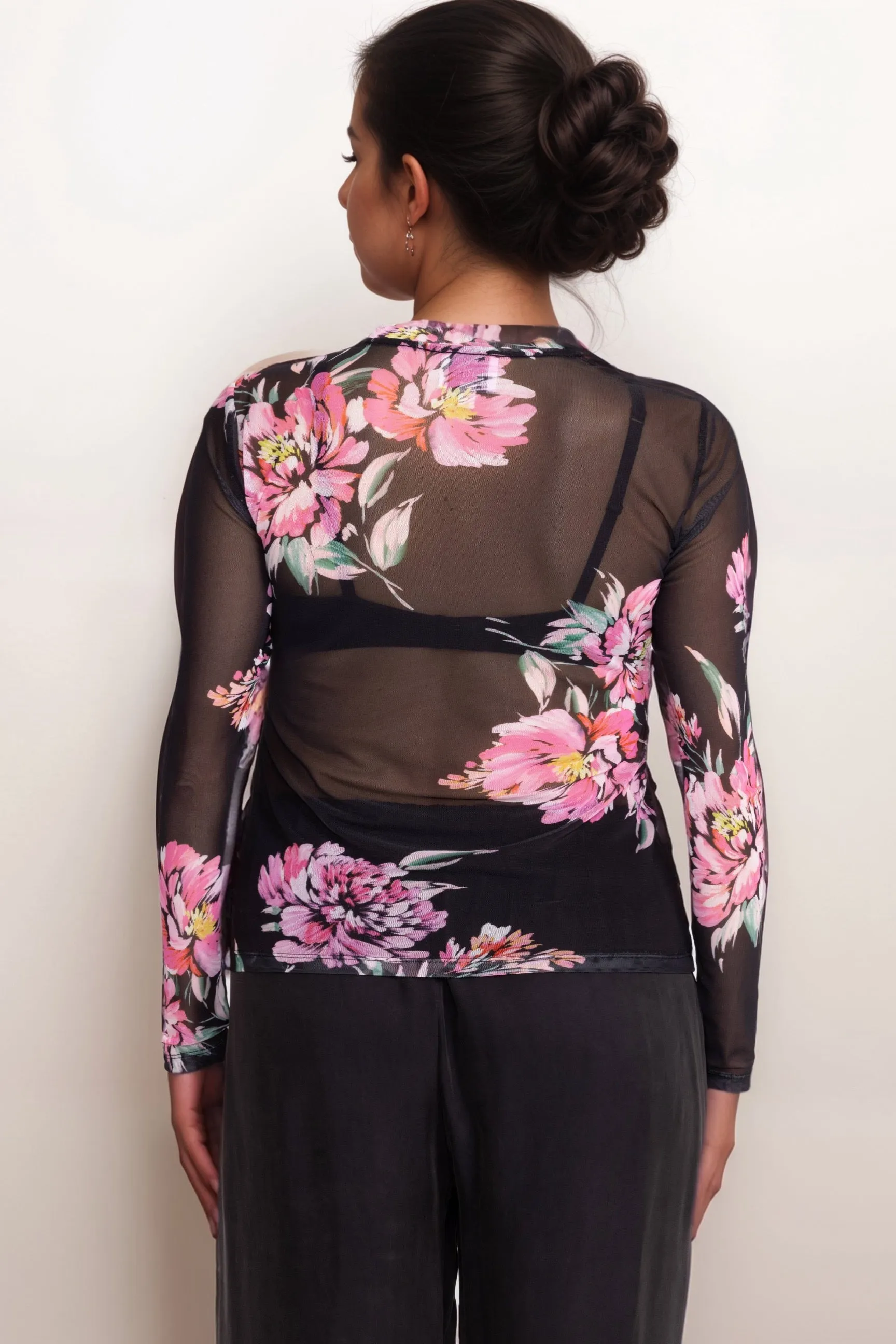 Johnny Was Jade Black Natalie Long Sleeve Mesh Tee L11924-6X Plus Size
