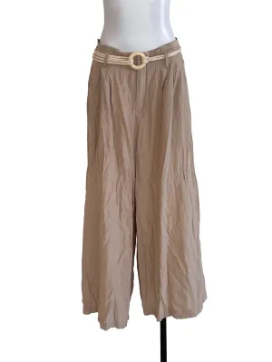 Khaki Brown Buckled Culottes