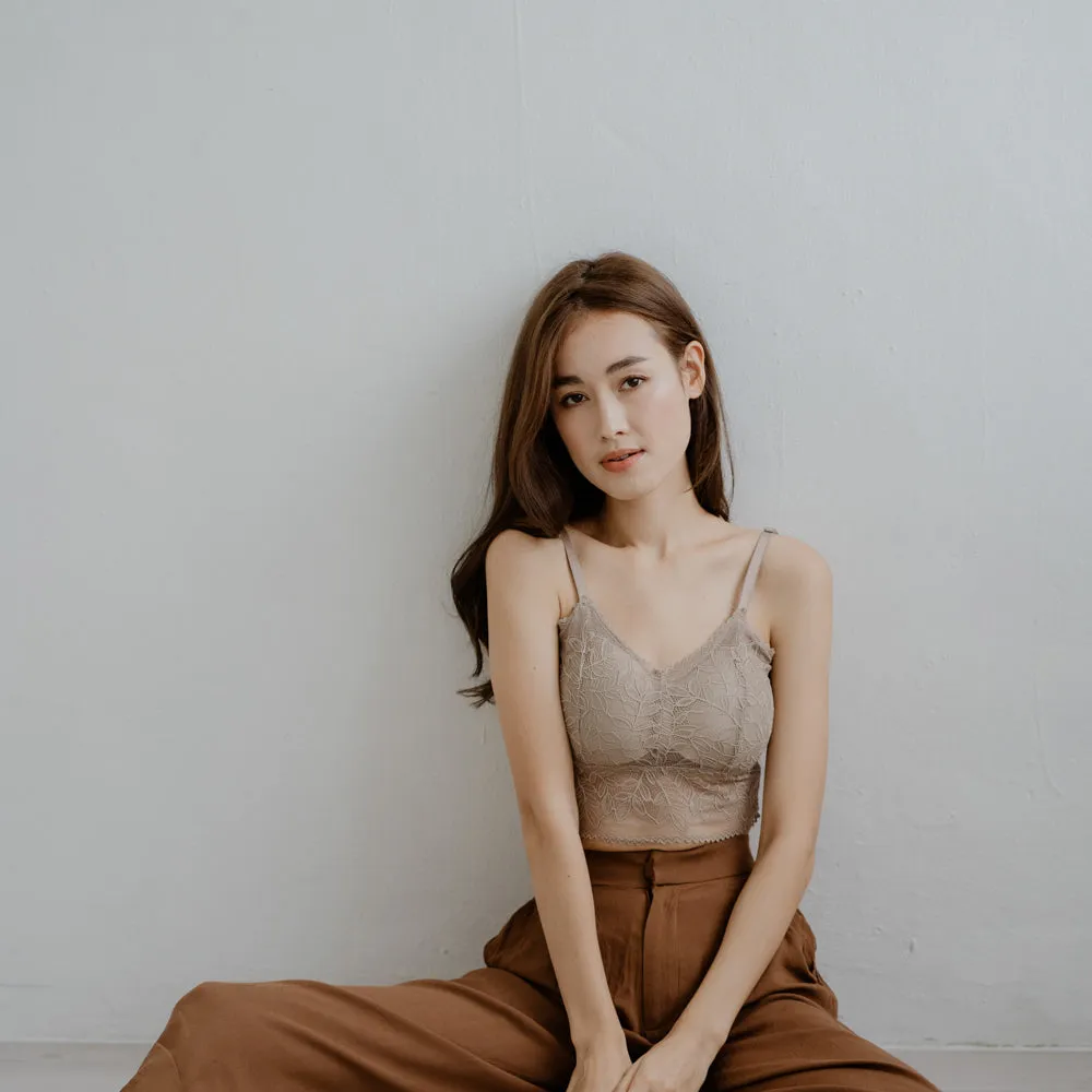 Lace Accent Bralette in Camel