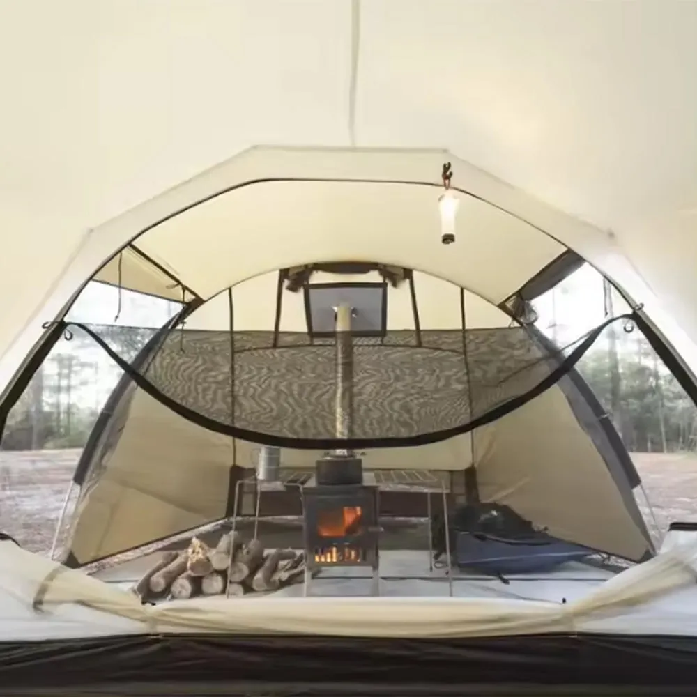 LDoutdoor トンネルテント ストーブジャック付き 3-4人用 防水ナイロン生地