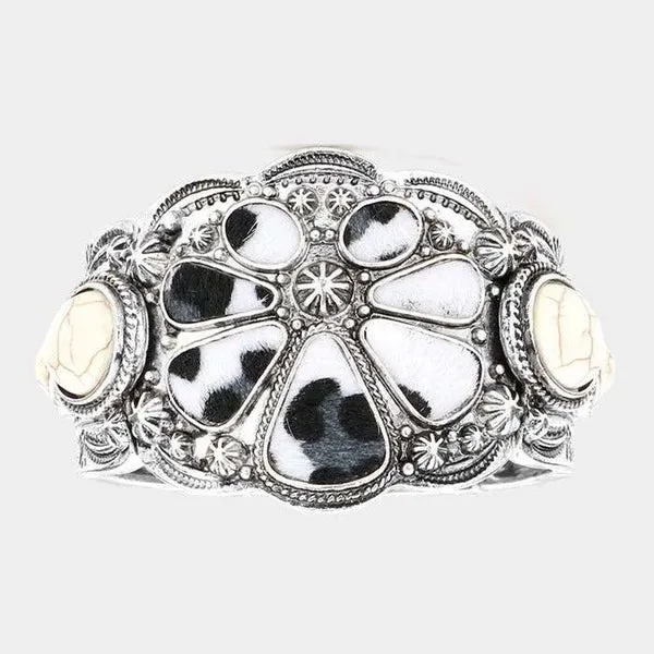 Leopard Pattern Natural Stone Embellished Stretch Bracelet