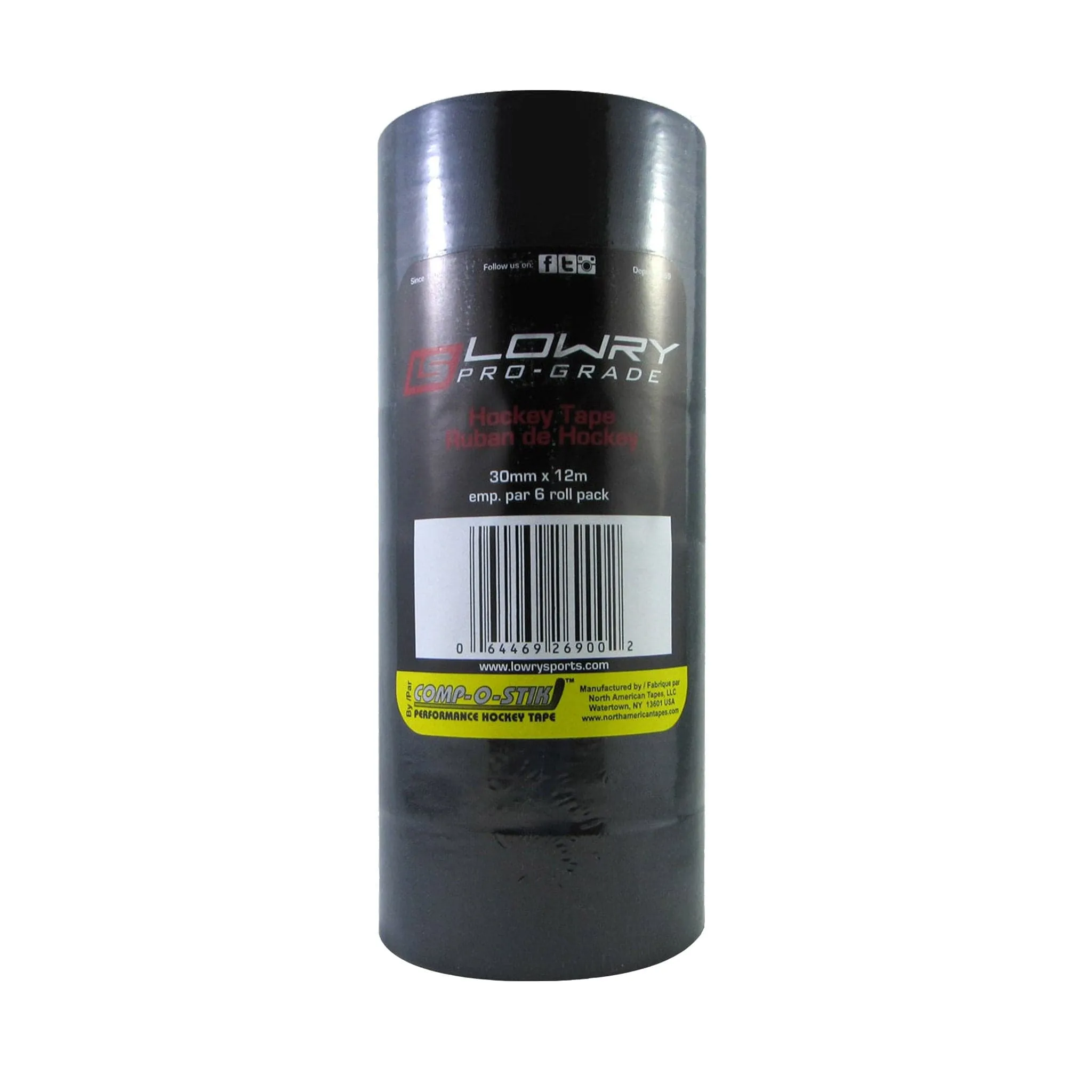 Lowry Sports Pro-Grade Black Hockey Stick Tape (6 Pack)
