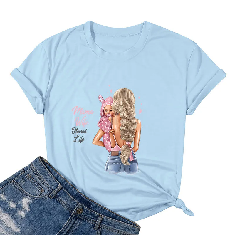 Mama Wife Blessed Life Cotton Tee