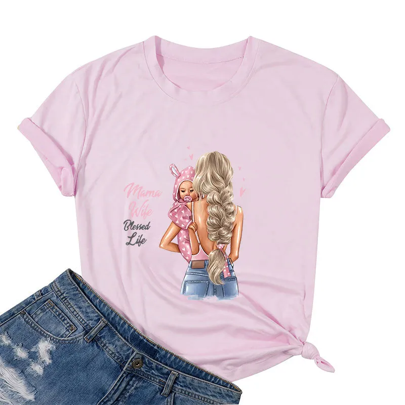 Mama Wife Blessed Life Cotton Tee