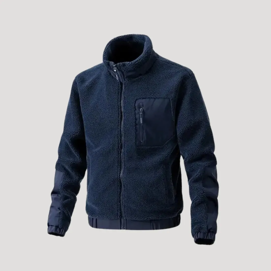 Men’s Fleece Jacket – Utility Pockets – Olive Green Outdoor Fit