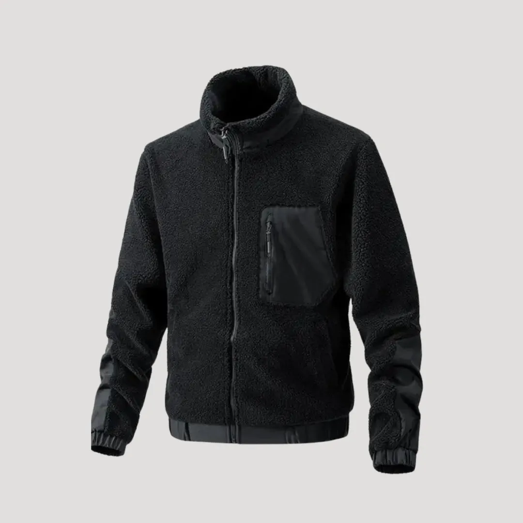 Men’s Fleece Jacket – Utility Pockets – Olive Green Outdoor Fit
