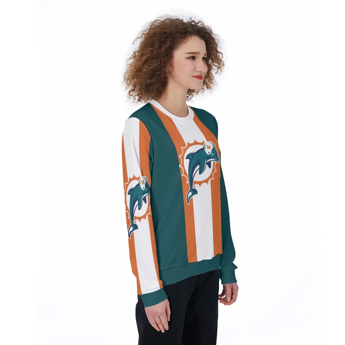 Miami Dolphins All-Over Print Women's Heavy Fleece Sweatshirt