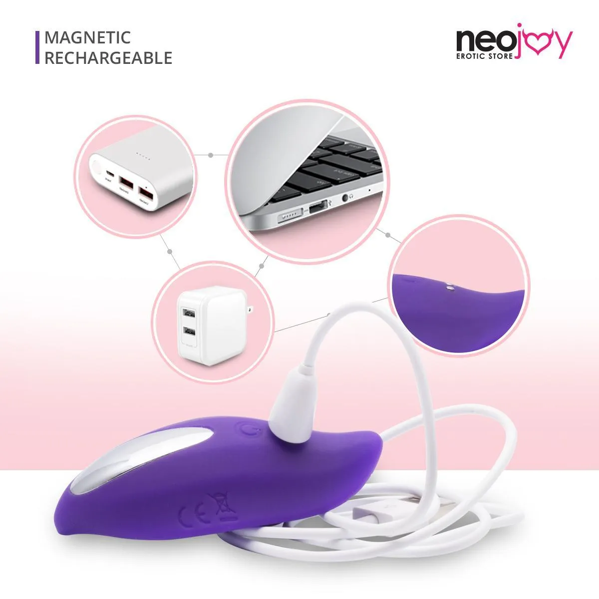 NeoJoy Leaf Vibrator Silicon 9 Vibration Function USB Rechargeable - Purple