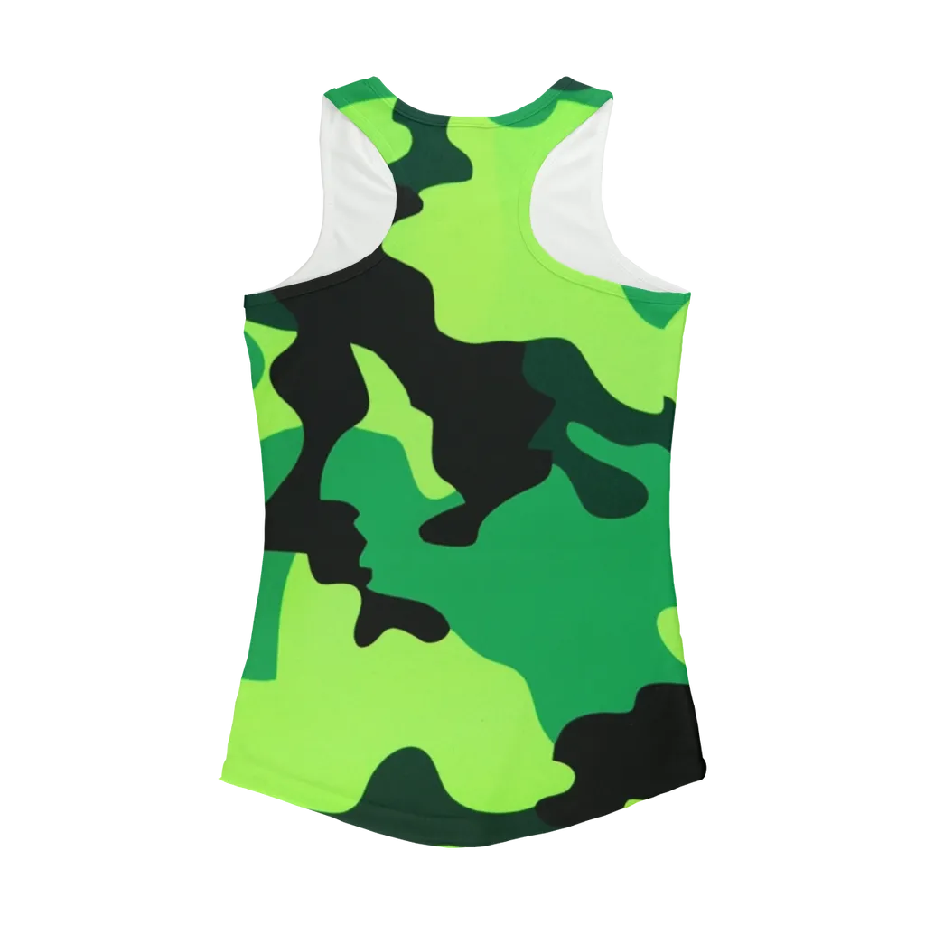 Neon Green Camo Women Performance Tank Top