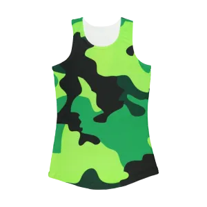 Neon Green Camo Women Performance Tank Top