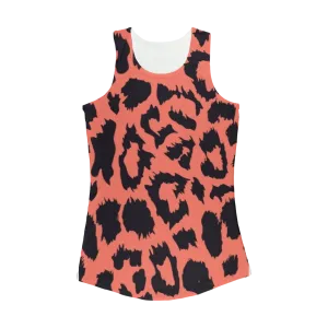 Neon Peach Leopard Spot Women Performance Tank Top