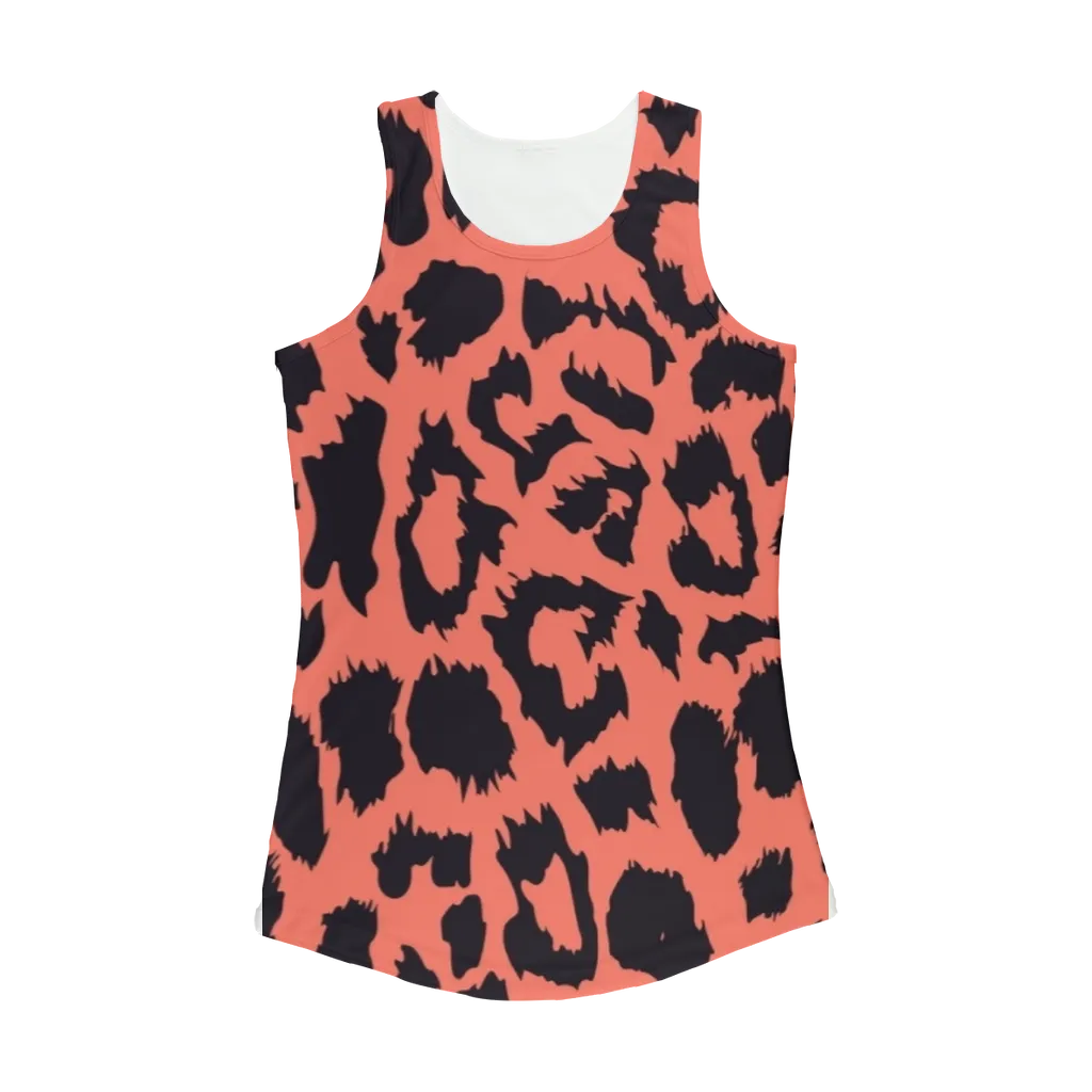 Neon Peach Leopard Spot Women Performance Tank Top