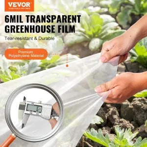 New Retails $80  VEVOR Greenhouse Plastic Sheeting 12 x 50 ft, 6 Mil Thickness Clear Greenhouse Film, Polyethylene Film 4 Year UV Resistant, for Gardening, Farming, Agriculture, Garden