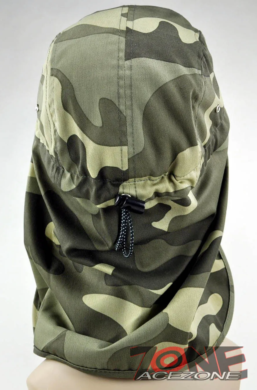 NEW UV SHIELD OUTDOOR SUN PROTECTION EARFLAP SPORT CAP HAT G1 CAMO