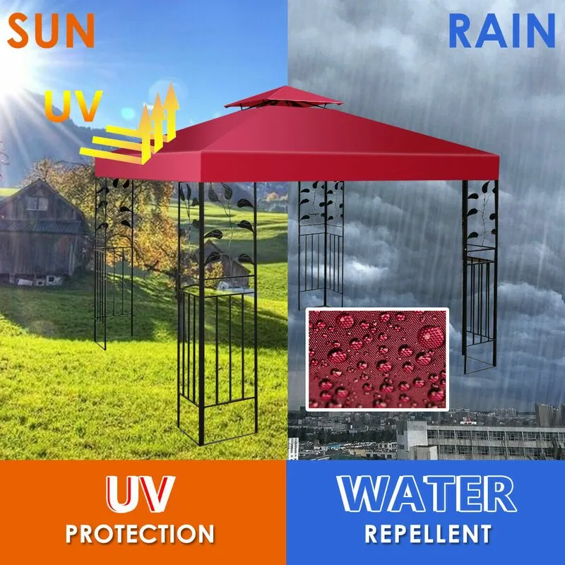 New Wayfair item! Costway 10' X 10' Gazebo Top Cover Patio Canopy Replacement 2-tier in Wine Red! UV Protection & Water Repellant! Retails $95 
