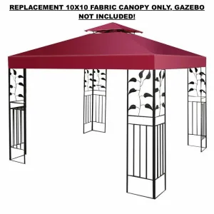 New Wayfair item! Costway 10' X 10' Gazebo Top Cover Patio Canopy Replacement 2-tier in Wine Red! UV Protection & Water Repellant! Retails $95 
